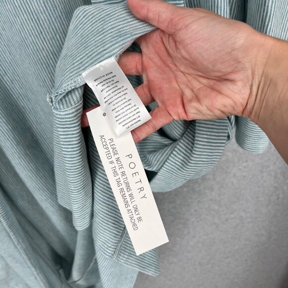 Poetry Oversized Knit Open Front Long Cardigan Size 16/18 Green Blue Linen Lagen - Picture 7 of 13